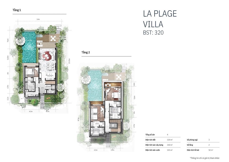 Mặt bằng biệt thự La Plague Villa dự án Le Meridien Danang