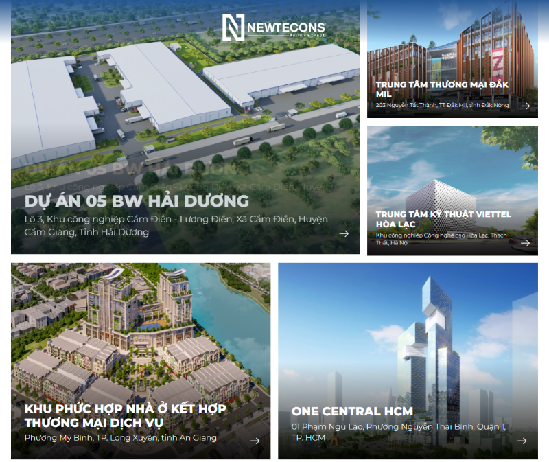 Top 10 nhà thầu xây dựng uy tín năm 2022 - Các dự án đã triển khai của Newtecons