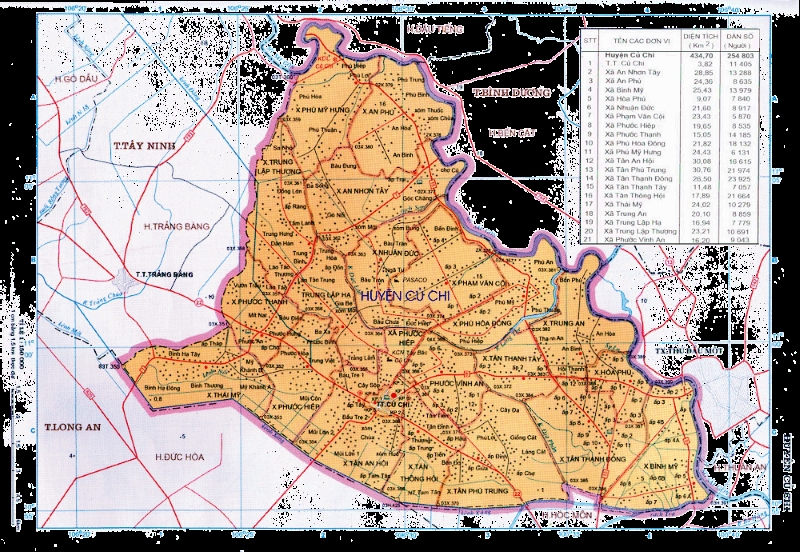 Bản đồ khu vực thành phố Hồ Chí Minh - Bản đồ huyện Củ Chi