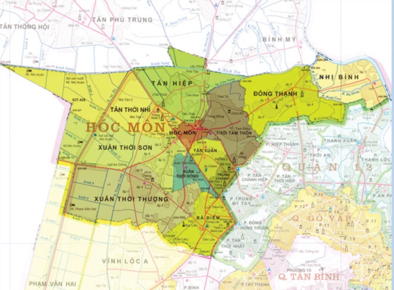 Bản đồ khu vực thành phố Hồ Chí Minh - Bản đồ huyện Hóc Môn