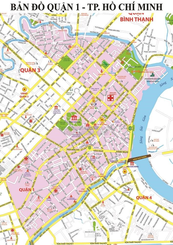Bản đồ khu vực thành phố Hồ Chí Minh năm 2022 - Bản đồ Quận 1