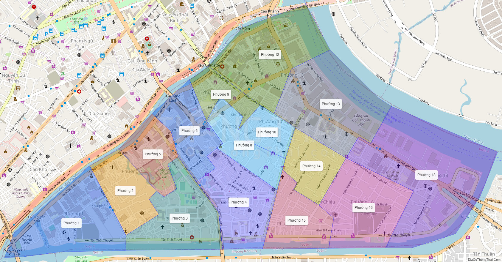 Bản đồ khu vực thành phố Hồ Chí Minh năm 2022 - Bản đồ Quận 4