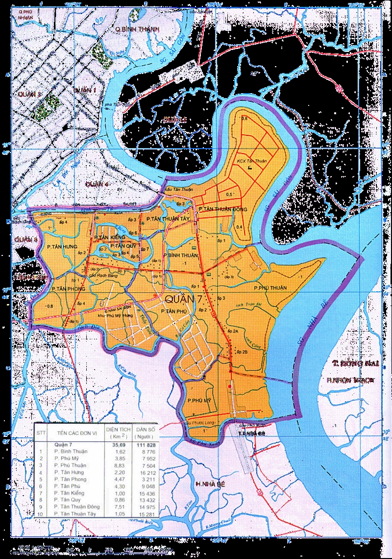 Bản đồ khu vực thành phố Hồ Chí Minh năm 2022 - Bản đồ Quận 7
