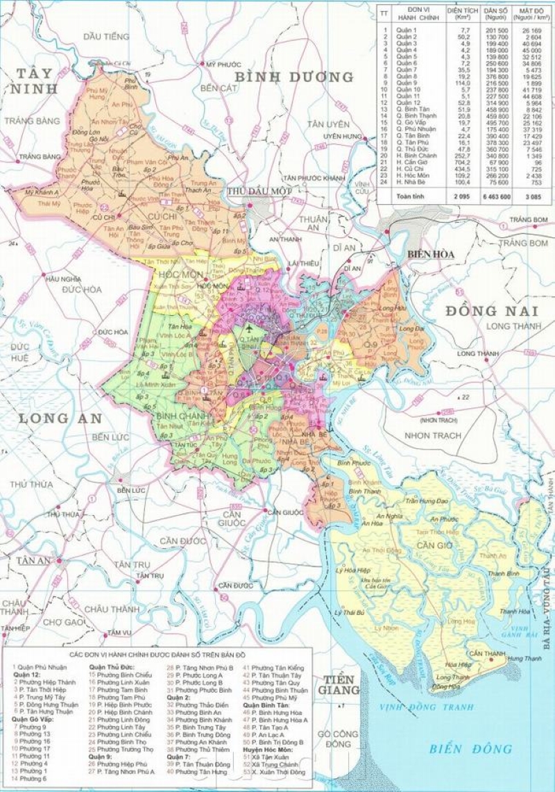 Bản đồ khu vực thành phố Hồ Chí Minh chính xác nhất 2022