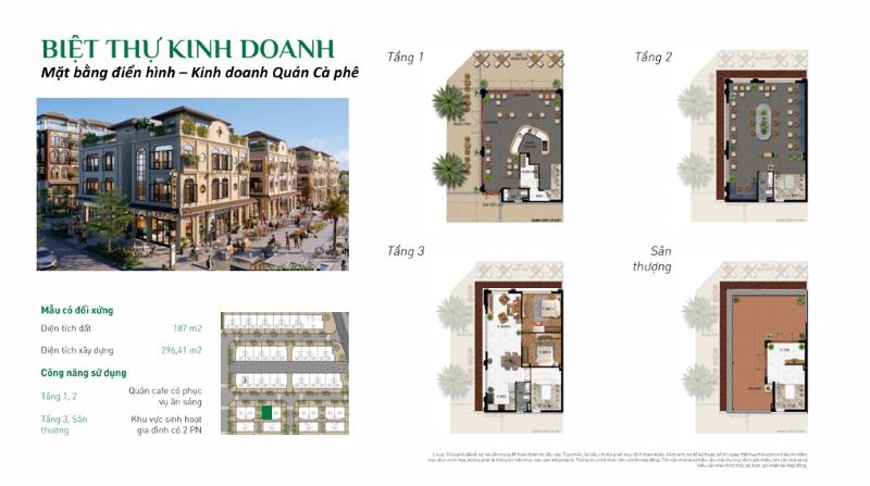 Mặt bằng thiết kế biệt thự kinh doanh Menas Zone Vỹ Dạ